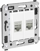 Розетка компьютерная экранированная без рамки DKC Avanti 2-м. RJ45+RJ45 6е белое облако картинка